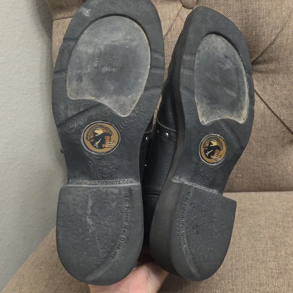 Black Women's Justin Western Square Toe Boots 7.5 - Picture 9 of 12